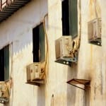 AC's hanging on wall