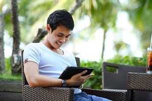 Guy using tablet